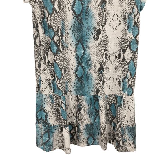 NWT Joveso Medium Snakeskin Ruffle Art To Wear Shift Shirt Dress - Picture 4 of 4